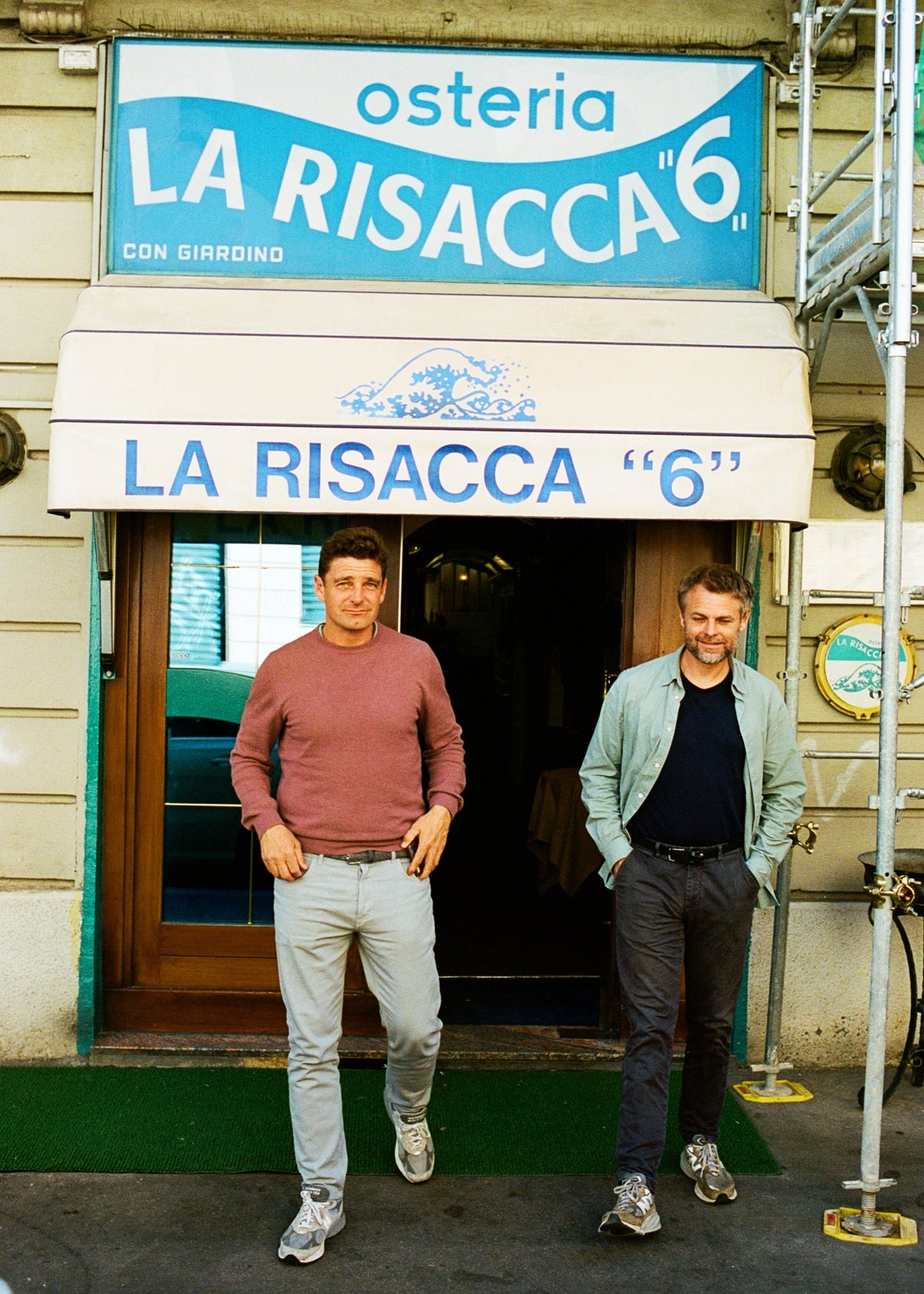 Emil and Morten outside an osteria in Italy