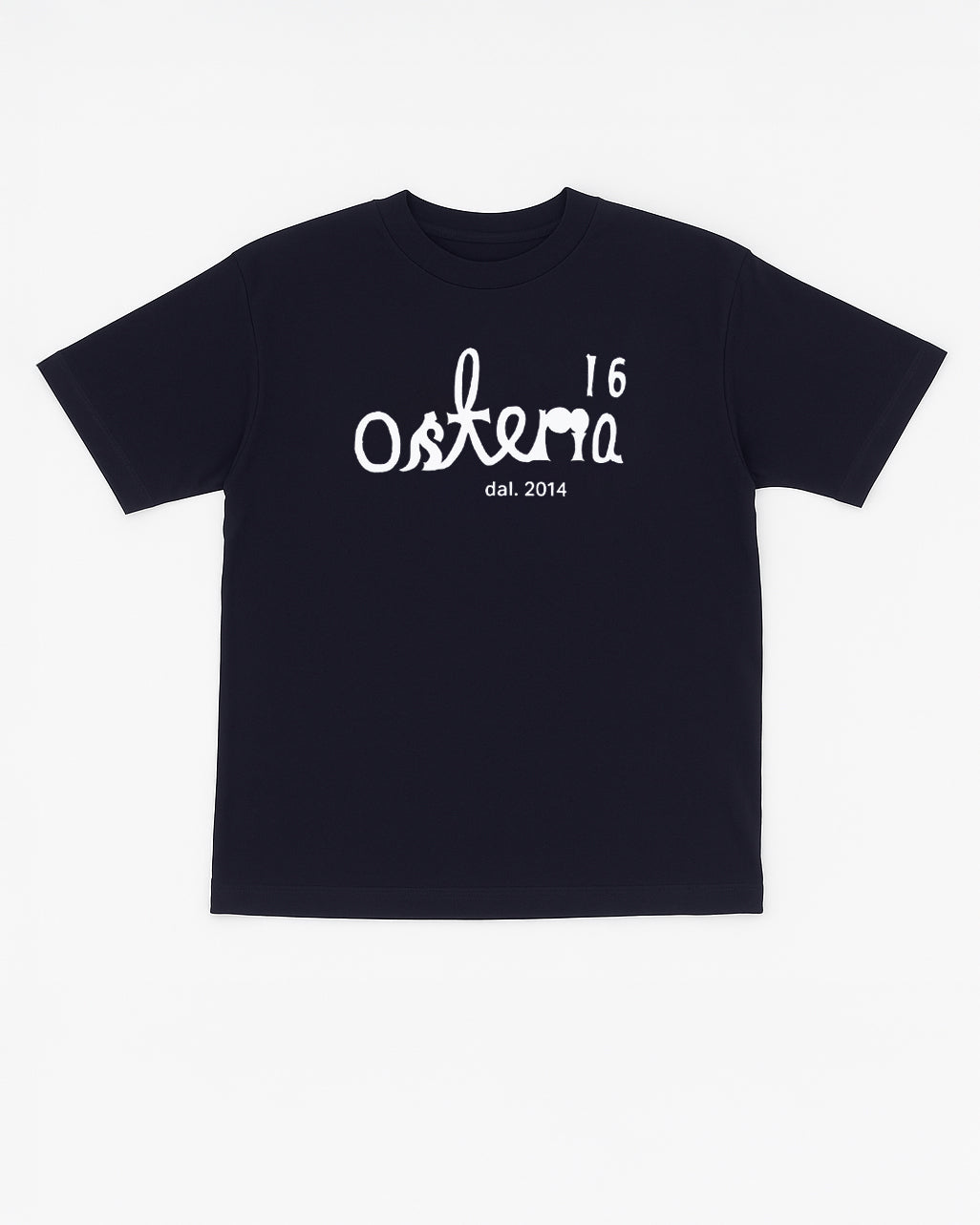 O16 T-shirt sort med Osteria 16 logo — forside produktbillede