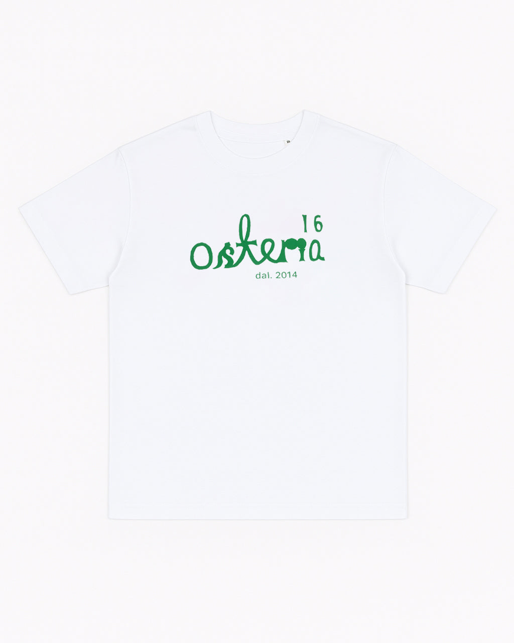 O16 T-shirt hvid med Osteria 16 logo — forside produktbillede